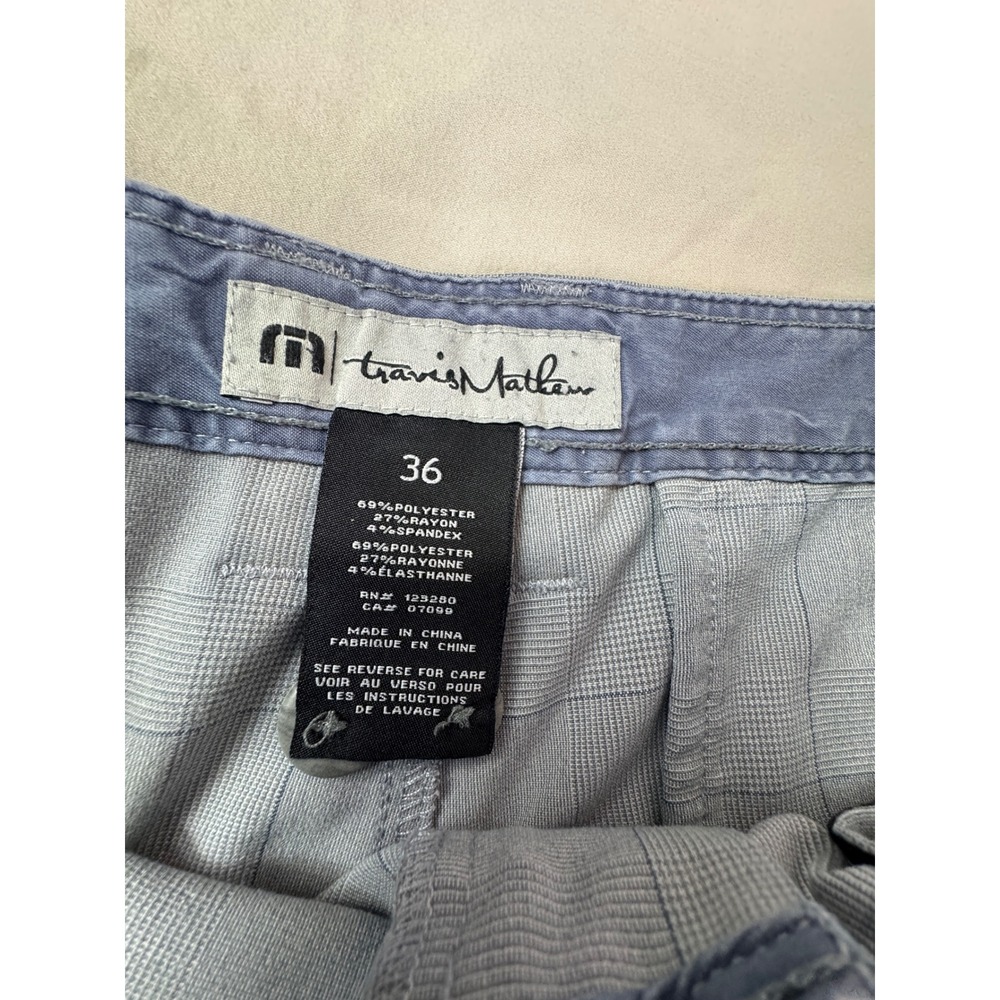 TravisMathew Grey Plaid Golf Shorts Mens 36 Performance Stretch Flat Front - Picture 2 of 13